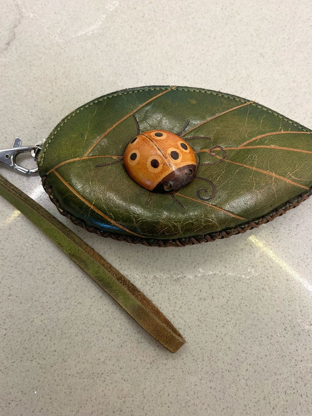 Japanese cowhide leather ladybug wallet